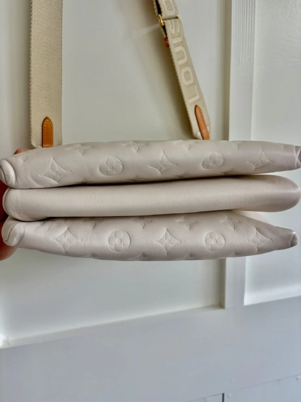 Louis Vuitton Coussin PM – Cream/Off White Monogram Embossed Lambskin | Includes